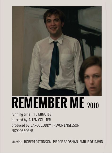 Remember Me Movie Poster, Remember Me Poster, Remember Me Movie, In Time Movie, Polaroid Movie Poster, Romcom Movies, Robert Pattinson Movies, Movies To Watch Teenagers, Mini Posters