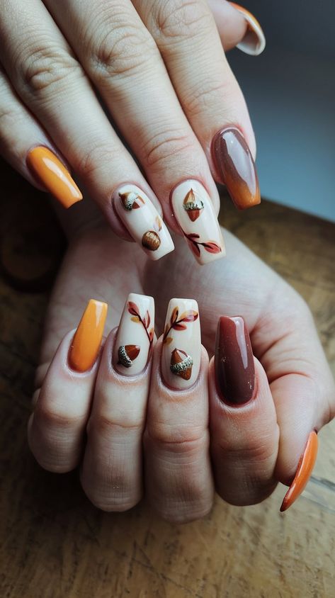 Discover stunning nail designs inspired by the warm and rich hues of fall. Whether you prefer deep browns, burnt oranges, or earthy greens, these designs will help you embrace the cozy autumn vibes. Perfect for any occasion, these nail designs will make your hands look chic and trendy throughout the season. #FallNails #AutumnVibes #NailDesigns Nail Designs Trends, Earthy Greens, Stunning Nail Designs, Cozy Autumn, Autumn Vibes, Fall Nail, Deep Brown, Fall Nail Designs, Autumn Cozy