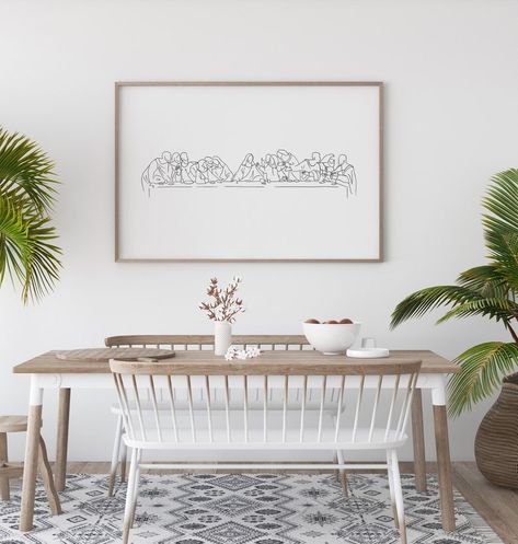 Modern Thanksgiving Decor, Lds Artwork, Modern Thanksgiving, Dining Room Wall, Christian Artwork, Eat Pray Love, Eat Pray, Setup Ideas, Last Supper