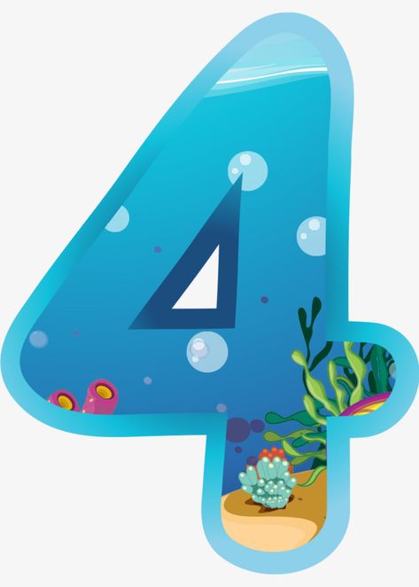 Number Clipart, Fishing Theme Birthday, Octonauts Birthday Party, Octonauts Party, Ocean Birthday Party, Baby Print Art, Baby Animal Drawings, 4 Number, Spongebob Birthday