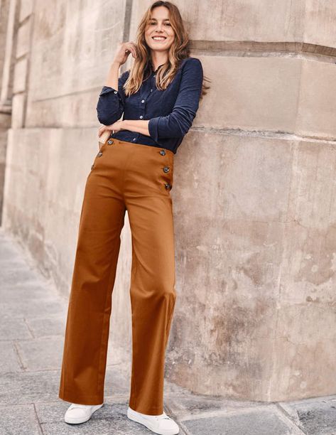 Boden Imogen Pants Brown Trousers Women, Brown Trousers Outfit, Autumn Color Palette Fashion, Khaki Pants Outfit, Brown Outfits, Trousers Outfit, Tan Trousers, Trouser Outfit, Brown Trousers