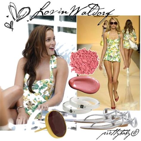 retro. Serena Van Der Woodsen Style, Aesthetic Swimsuit, Blair Waldorf Aesthetic, Blair And Serena, Night Suit, Blair Waldorf, Salvatore Ferragamo, One Piece Swimsuit, Lily Pulitzer Dress