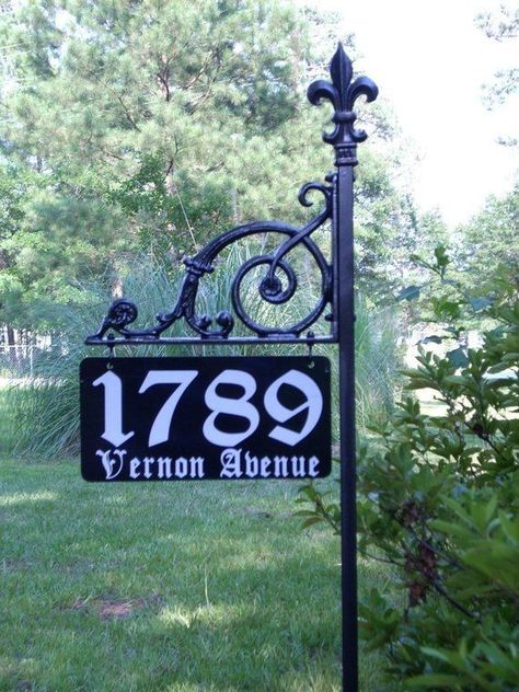 Victorian House Numbers, Address Sign Ideas, Custom Farm Signs, Exterior Wall Art, House Numbers Diy, Number Ideas, Diy Shutters, Farm Signs, House Number Sign