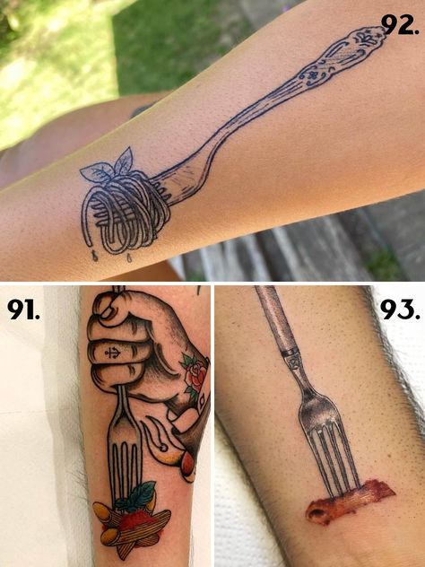 113 Pasta Tattoo Ideas for Carb Lovers - TattooGlee Restaurant Tattoo Ideas, Pasta Tattoo Ideas, Spaghetti Tattoo, Pasta Tattoo, Curly Pasta, Tattoo Food, Italian Tattoos, Food Tattoos, Pasta Roller