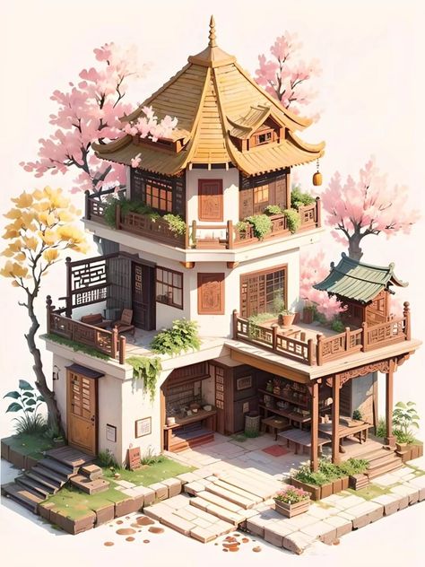 Small Japanese House Plans, Japanese Style House Exterior, Sims 4 Tomarang, Japanese House Architecture, Japanese House Exterior, Japanese Exterior, Japanese House Design, Anime House, Bangunan Minecraft