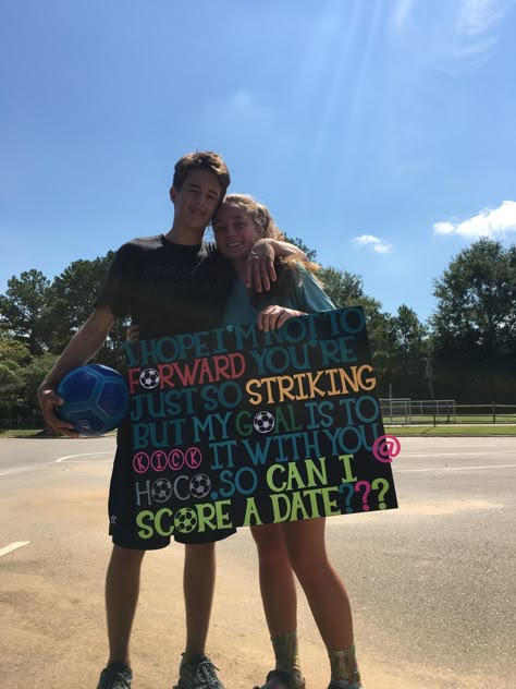 Soccer Theme Prom Proposal, Promposal Soccer Ideas, Hoco Proposals Soccer Ideas, Hoco Proposals Ideas Soccer Theme, Hoco Proposals Ideas For Soccer, Soccer Related Hoco Proposals, Cute Soccer Promposals, Soccer Theme Hoco Proposal, Soccer Proposal Ideas