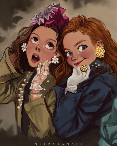 Max And Eleven Fanart, Anime Stranger Things, Max Mayfield Fanart, Stranger Things Anime, Stranger Things Fanart Eleven, Elmax Fanart, Stranger Things Cartoon, Neimy Kanani, St Fanart