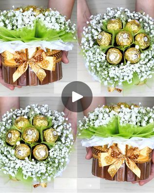 Bouquet Of Sweets, Bouquet Arrangements Diy, Sweets Bouquet, Making A Bow, Cupcake Liner Crafts, Metdaan Diy, Make A Bouquet, Candy Gifts Diy, Chocolate Flowers Bouquet