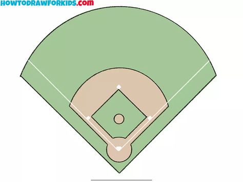 How to Draw a Baseball Field - Easy Drawing Tutorial For Kids Field Drawing, Baseball Drawings, Baseball Diamond, Drawing Tutorials For Kids, Coloring Supplies, Baseball Stadium, Jackie Robinson, Drawing Tutorial Easy, Pencil And Paper