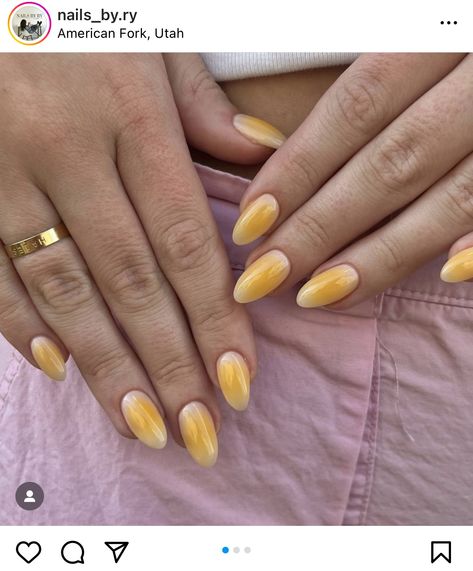 Yellow Aura Nails, Summer Yellow Nails, Nail Yellow, Summer Nail Inspiration, Rainbow Nails Design, Beachy Nails, Yellow Nails Design, It Aesthetic, Aura Nails