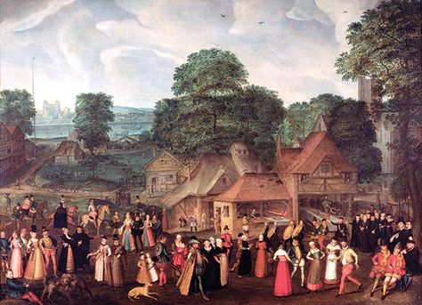 Fete at Bermondsey by Joris Hoefnagel c.1570 Elizabethan Era, Tudor Era, Tudor History, London Skyline, Elizabeth I, National Portrait Gallery, A4 Poster, Tower Of London, British History