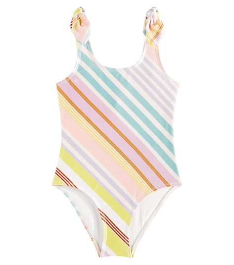 Halliday striped bow-detail swimsuit in multicoloured - Zimmermann Kids | Mytheresa Resort Accessories, Summer Swim, Designer Kids Clothes, Kids Swimwear, Swimwear Outfit, 2024 Collection, Denim Jumpsuit, Bow Detail, Denim Top