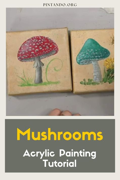 Mushroom Paint, Mushroom Drawing, World Of Imagination, Kids Art Class, Canvas Painting Tutorials, Acrylic Painting Tutorials, Creative Painting, Mushroom Art, Painting Lessons