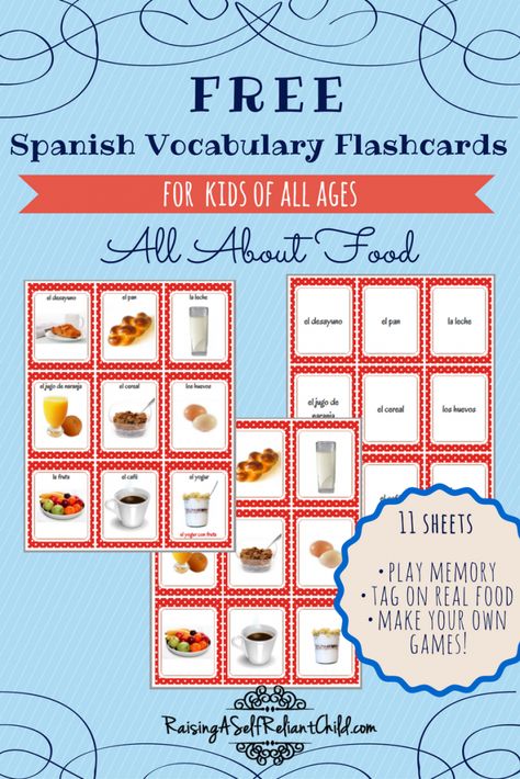 free-printable-spanish-vocabulary-flashcards Spanish Flashcards Printable Free, Flashcards Spanish, Spanish Starters, Flashcards Free Printable, Spanish Food Vocabulary, Nouns And Verbs Worksheets, Food Flashcards, Spanish Flashcards, Spanish Printables