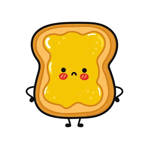 Premium Vector | Cute sad toast with honey character Toast Character, Toast With Honey, Cute Toast, Cute Food Drawings, Food Drawing, 로고 디자인, Cute Food, Premium Vector, Graphic Resources