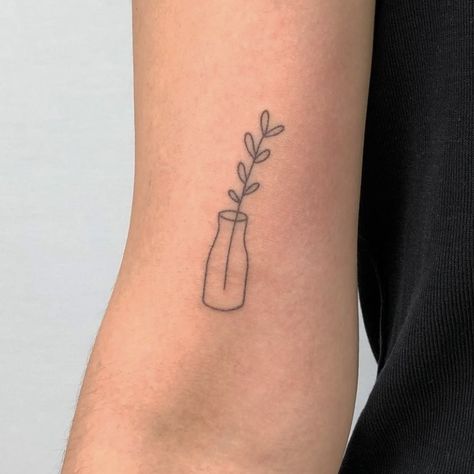 Stick And Poke Tattoo Plant, Small Plant Tattoo Simple, Leg Stick And Poke Tattoo, Greenhouse Tattoo, Minimalist Plant Tattoo, Watering Can Tattoo, Honey Bee Tattoo, Sister Tat, Tattoo Plant