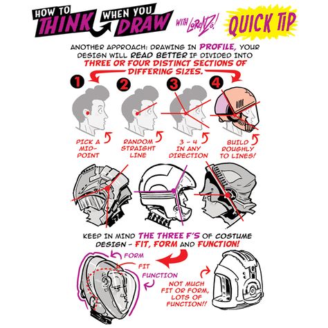 Drawing Helmet, Etherington Brothers, How To Draw Ears, Comic Tutorial, Art Advice, How To Think, Inspirational Illustration, Drawing Heads, Drawing Prompt