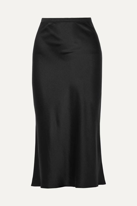 Fest Outfits, Satin Midi Skirt, Anine Bing, Black Midi Skirt, Fashion People, Satin Slip, Satin Skirt, Versatile Dresses, Silk Skirt