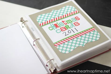 Wondering what to do with all your old Christmas cards? Keep them in a book and download these free printables from Eighteen 25. Christmas Card Book, Organized Chaos, Stamp Ideas, Card Book, Old Christmas, Holiday Magic, Holiday Items, Christmas Storage, Mat Board