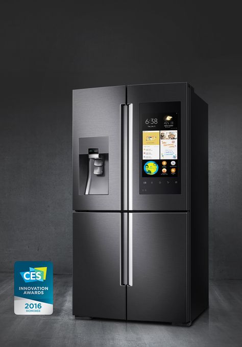 Samsung Family Hub Refrigerator, Family Hub Refrigerator, Samsung Refrigerator French Door, Counter Depth French Door Refrigerator, Steel French Doors, Smart Fridge, Samsung Appliances, Family Hub, Kitchen Tech