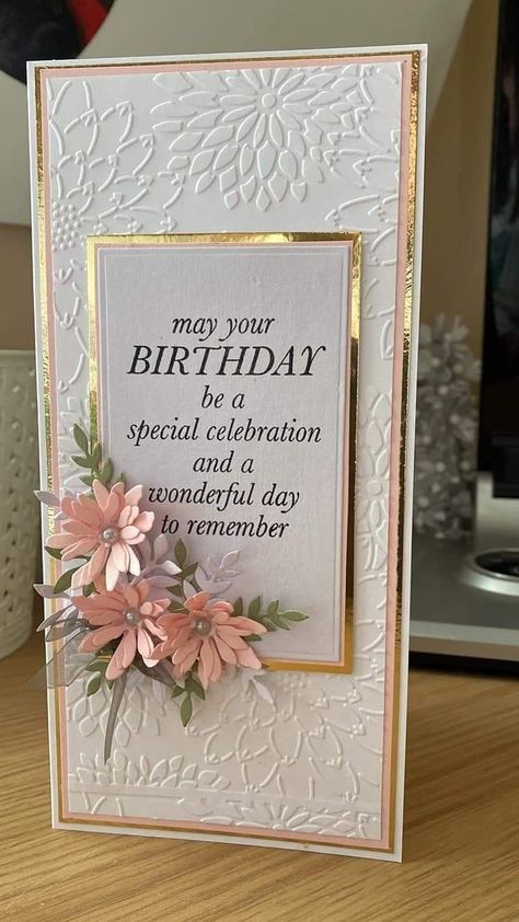 Beautiful Birthday Cards Diy, 80th Birthday Cards For Ladies, Beautiful Card Ideas, Female Birthday Cards Handmade, Pretty Card Ideas, Happy Birthday Special Lady, Female Birthday Cards, Elegant Crafts, Happy Birthday Special