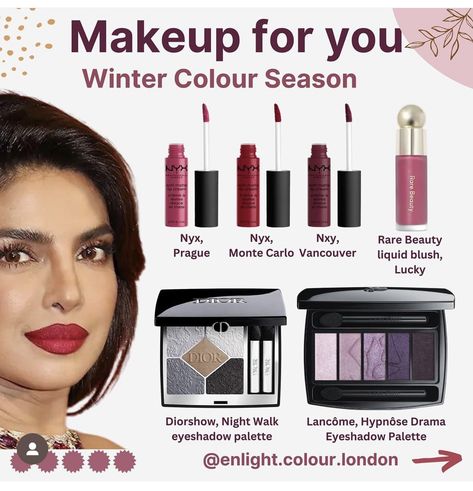 Winter Color Season, True Winter Makeup, Seasonal Colour Analysis, Palette Winter, True Winter Color Palette, Winter Eyeshadow, Winter Lipstick, Cool Winter Color Palette, Deep Winter Palette