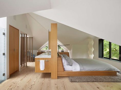 Attic To Bedroom Conversion, Open Plan Bedroom And Bathroom, Farmhouse Master Suite, Master Suite Layout, Attic Master Suite, Loft Conversion Bedroom, Attic Bedroom Designs, Hotel Room Design, Attic Bedrooms