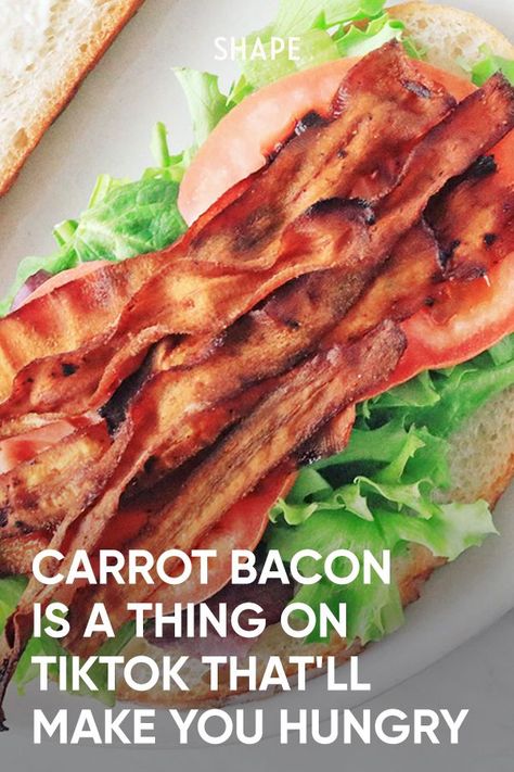 Carrot Bacon Recipe, Carrot Bacon, Vegan Bacon Recipe, Vegan Blt Sandwich, Vegetarian Bacon, Vegan Meat, Pork Bacon, Bacon Recipe, Vegan Bacon