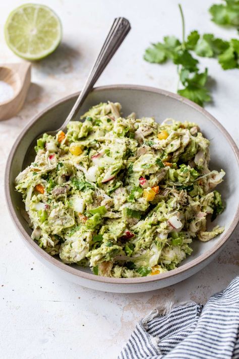 No Dairy Chicken Salad, Chicken Salad Recipe With Avocado, Healthy Chicken Avocado Salad, Healthy Chicken Salad Recipe With Yogurt, Chicken Guacamole Wrap, Chicken Salad Recipe No Mayo, No Mayo Chicken Salad, Chicken Salad Recipe Healthy, Unicorn Kitchen