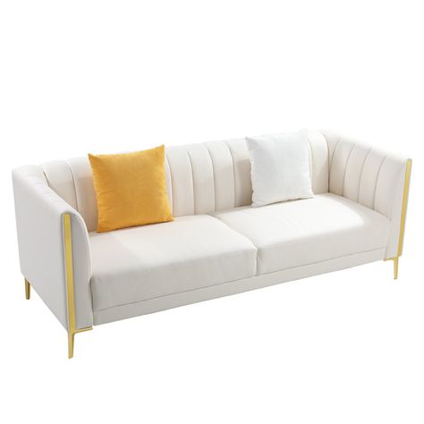 Willa Arlo Interiors Dreiling 77.6'' Vegan Leather Sofa & Reviews | Wayfair Modern White Couch, Modern Leather Couch, Living Room Comfy, Room Comfy, Couches For Living Room, Sofa 3 Seater, Living Room Furniture Styles, Faux Leather Sofa, Comfy Living Room