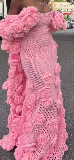 Crocheted Prom Dress, Crochet Fashion Dresses, Crotchet Outfits Aesthetic, Crochet Prom Dress, Crochet Prom Dresses, Knit Fashion Pattern, Crochet Gowns, Interesting Dresses, Crochet Gown