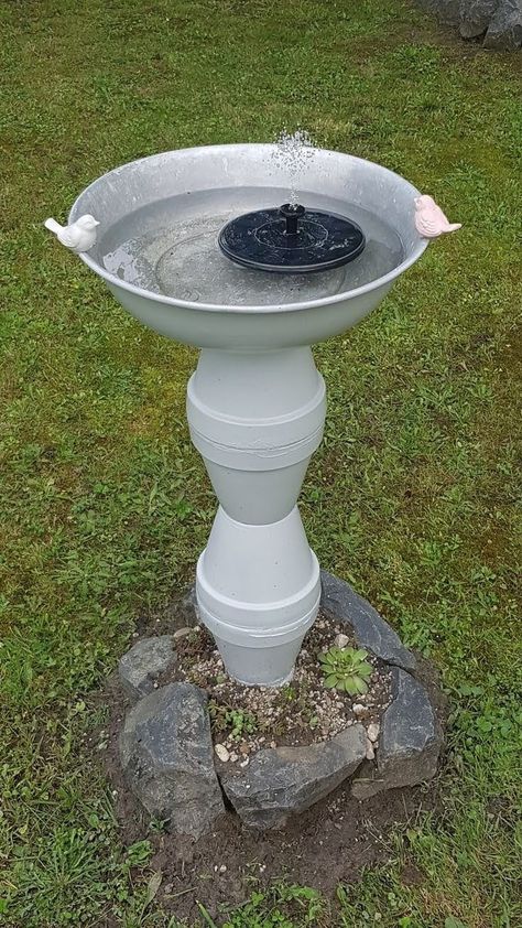 Bird Baths Ideas, Birdbath Ideas Landscaping, Birdbath Planter Ideas, Birdbath Fairy Garden, Garden Ideas Plants, Birdbath Ideas, Birdbath Garden, Diy Bird Bath, Diy Garden Fountains