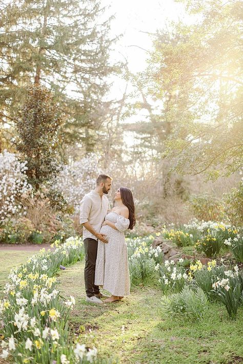 Sayen House and Gardens Maternity Session | Ryan + Luna | Sarah Canning Photography | #philadelphiaweddings #weddingphotographer #newjerseyphotographer Spring Outdoor Maternity Photos, Botanical Garden Maternity Photoshoot, Spring Maternity Shoot Ideas, Maternity Photography Botanical Garden, Maternity Pictures Garden, Rose Garden Maternity Shoot, Flower Garden Maternity Shoot, Maternity Photos Garden, Flower Garden Maternity Photos