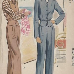 1940s Suit, Vintage Vogue Sewing Patterns, 40s Fashion, Suit Trousers, Couture Vintage, Trousers Pants, Old Fashion, 1940s Fashion, Vintage Vogue