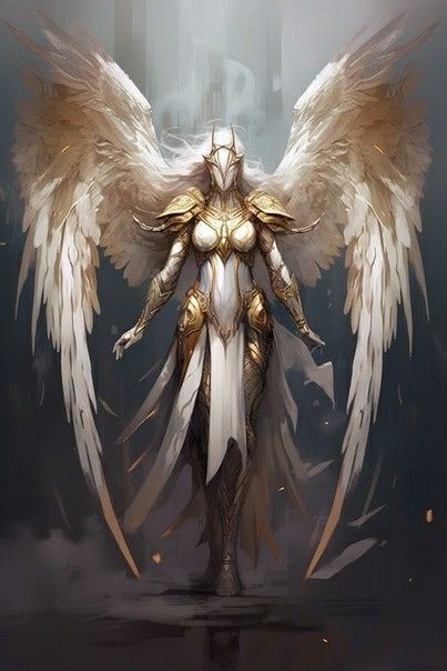 Fantasy Gods Concept Art, Dnd Celestial Art, Dnd Angel Art, Valkyrie Fantasy Art, Seraphim Angel Fantasy Art, Valkyrie Artwork, Half Angel Half Demon Art, Fantasy God Concept Art, Valkyrie Character Design