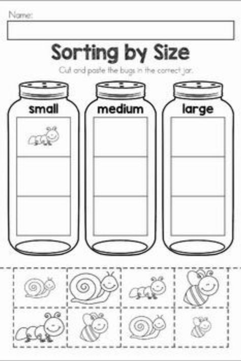 Math Activities Preschool Sequence Activities, Small Medium And Large Preschool, Small Medium Large Preschool Worksheets, Preschool Size Activities, Size Activities Preschool, Seriation Activities Preschool, Small Medium Large Preschool Activities, Spring Worksheets Preschool, Preschool Bugs