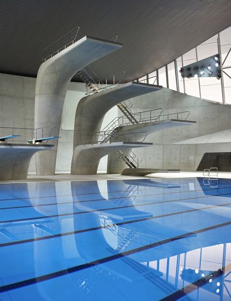 Aquatics Centre for London 2012 Olympics, designed by Zaha Hadid London Aquatics Centre, Hadid Architecture, Diving Pool, Zaha Hadid Architecture, Diving Boards, 2012 Summer Olympics, Diving Board, Indoor Swimming Pool, 2012 Olympics