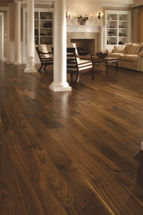 Black Walnut Flooring, Walnut Living Room, Walnut Wood Floors, Walnut Hardwood Flooring, Wood Floor Colors, Hardwood Floor Colors, Living Room Wood Floor, Flooring Wood, Walnut Floors