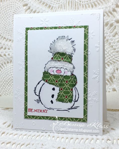 Stamping with Klass: My Favorite Snowy Guy Penny Black Snowy Stamp Snowman Cards, Snowmen Cards Handmade, Snowman Cards Handmade, Paper Christmas Crafts, Digital Stamps Christmas, Snowmen Cards, Gingerbread Cards, Mini Stars, Embossing Paste