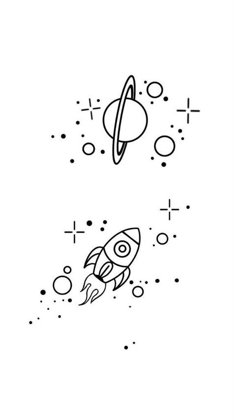 Rocket And Planet Tattoo, Space Themed Tattoos Simple, Planet Outline Tattoo, Galaxy Design Tattoo, Small Rocket Ship Tattoo, Outer Space Tattoos Simple, Simple Universe Tattoo, Mini Planet Tattoo, Mini Galaxy Tattoo