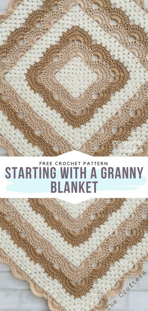 Granny Square Projects Blankets, Granny Square Shells Crochet, Blanket Designs Crochet, Starting With A Granny Blanket, Shell Granny Square Crochet Pattern, Granny Shell Crochet Pattern, Free Crochet Square Blanket Patterns, Granny Crochet Blanket Pattern Free, Patchwork Blanket Crochet Pattern