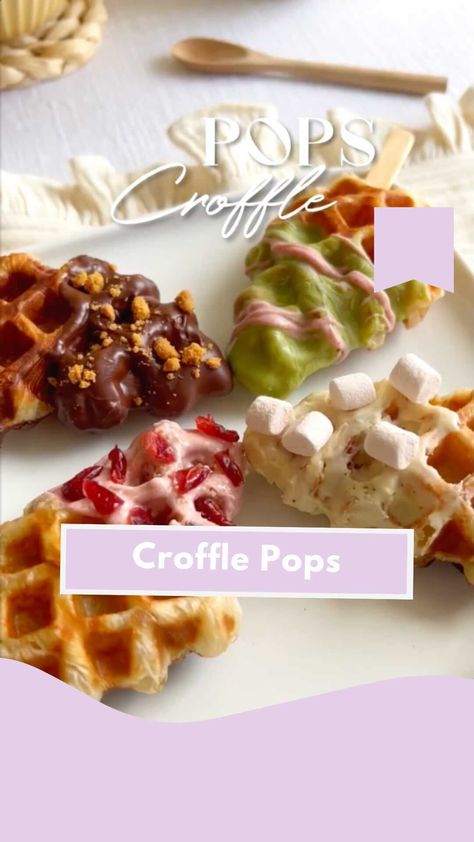 britandco on Instagram: Easy like Sunday morning ✨ These Croffle Pops (croissant 🥐 + waffle 🧇 ) by @giiftt_gantaa have our heart 💛 What are you topping yours with?… Waffle Pops, Waffle Shop, Waffle Maker Recipes, Waffle Irons, Food Business Ideas, Mini Torte, Easy Like Sunday Morning, Popsicle Stick, Waffle Recipes