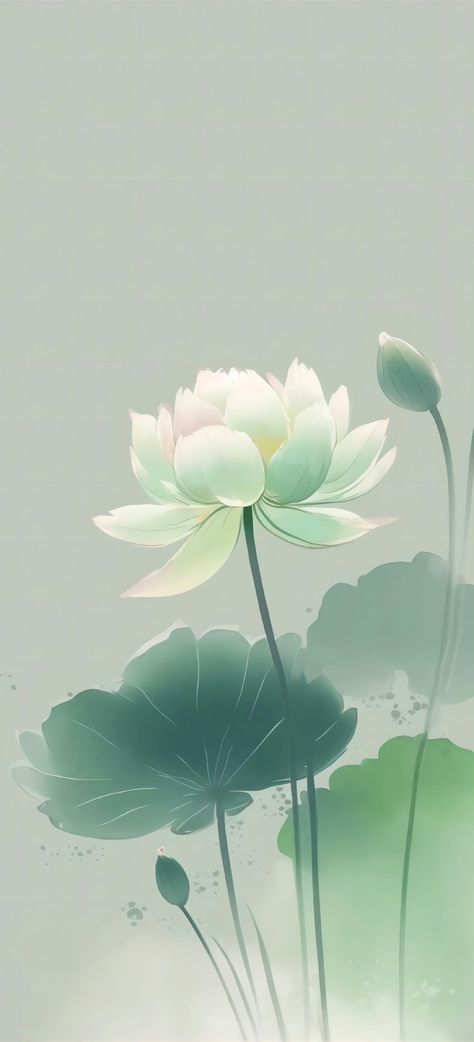 Lotus Wallpaper Aesthetic, Green Lotus Flower, Daisy Purple, Lotus Flower Wallpaper, Lotus Flower Pictures, Lotus Flower Art, New Wallpaper Iphone, Wallpaper Images Hd, Chinese Art Painting