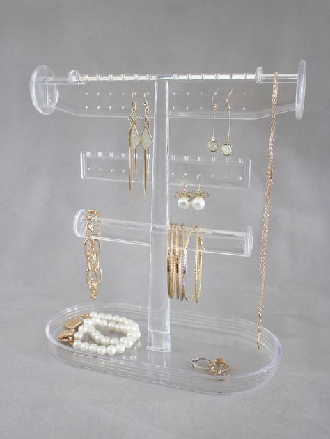 Jewelry Organizer Necklaces, White Jewelry Holder, College Jewelry Organizer, Dorm Jewelry Organization, Room Nessesities, Cute Jewelry Storage, Clear Jewelry Organizer, Julery Organization, Jewellery Organisation Aesthetic