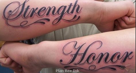 Strength and honor Strength And Honor Tattoo, Honor Tattoo, Forearm Tats, Plan Bee, Strength And Honor, Gladiator Tattoo, Strength Tattoo, Neck Tattoos, Badass Tattoos