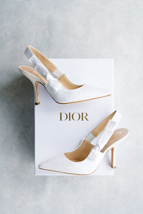 Designer Wedding Heels, White Chanel Shoes, Dior Wedding Shoes, Nude Heels Wedding, Chanel Wedding Shoes, Wedding Shoes Bride Heels, Dior Bridal, Dior Wedding, Elegant Shoes Heels