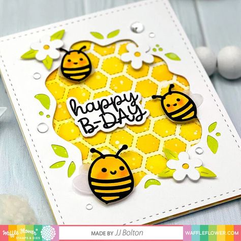 Honey Bees Happy Bee Day, Different Bees, Cloud Stencil, Geometric Stencil, Bee Day, Birthday Sentiments, Flower Texture, Bee Cards, Bee Mine