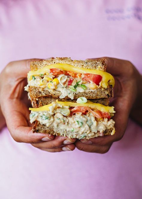 Chickpea ‘Tuna’ Melt - So Vegan Turkey Melt Sandwich, Melted Cheese Sandwich, Turkey Melt, Tuna Melt Sandwich, Lunchtime Meals, Chickpea Tuna, Plant Based Recipes Dinner, Tuna Melt, Plant Based Diet Recipes