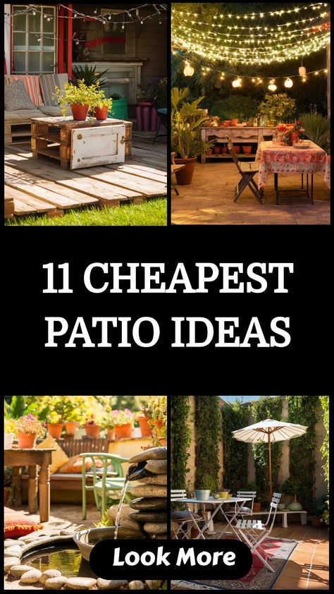 Dive into a collection of affordable patio concepts designed to revamp your outdoor area. Uncover the tips and tricks for crafting a chic outdoor sanctuary without breaking the bank. Explore 11 budget-friendly patio ideas to enhance your living space while keeping costs in check. Temporary Patio, Inexpensive Patio Ideas, Inexpensive Patio, Modern Outdoor Fireplace, Diy Fountain, Cheap Patio, Outdoor Patio Table, Patio Fireplace, Outdoor Sanctuary