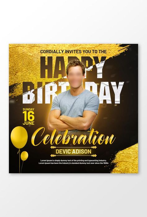 Birthday Social Media Post, June Celebrations, Simple Birthday Party, Birthday Cartoon, Happy Birthday Celebration, Calligraphy Name, Graphic Design Flyer, Social Media Poster, Birthday Posts